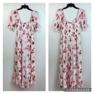 Sugar lips jumpsuit square neck wide crop leg EUC